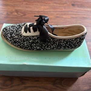 Vintage Beadz “Confetti” Black White Beaded Designer Sneakers – Size 7 M